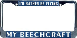 thumbnail image 2 of "I'D RATHER BE FLYING" White License Plate Frame - Airplane Theme, Car Plate Frames 2 of 3