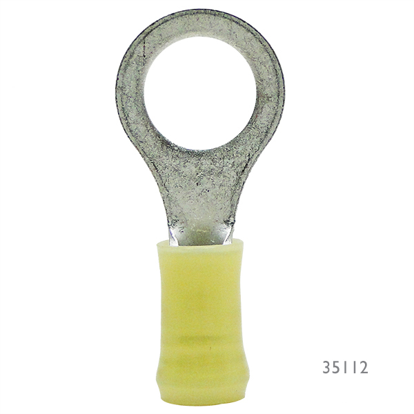 Yellow Pack of 100 #8 Stud Size Morris Products 11404 Ring Terminal 4 Wire Size Nylon Insulated